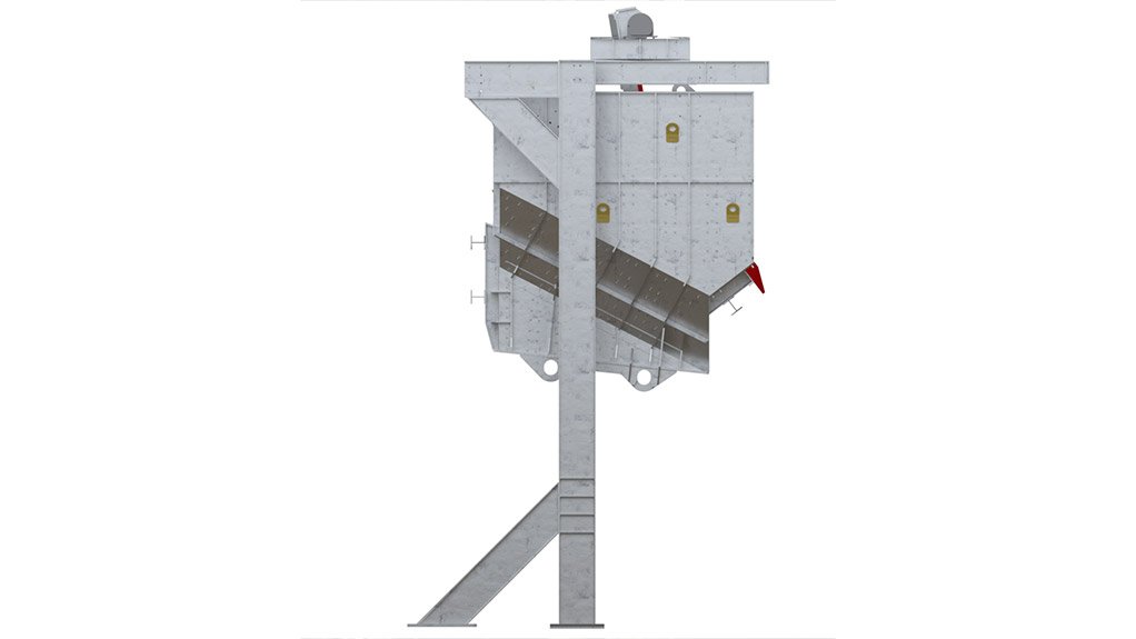 A side view of the jaw crusher feed chute