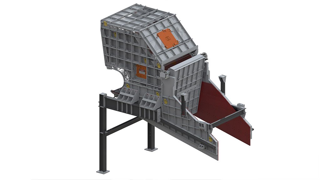 A rendered image of the apron feeder discharge chute