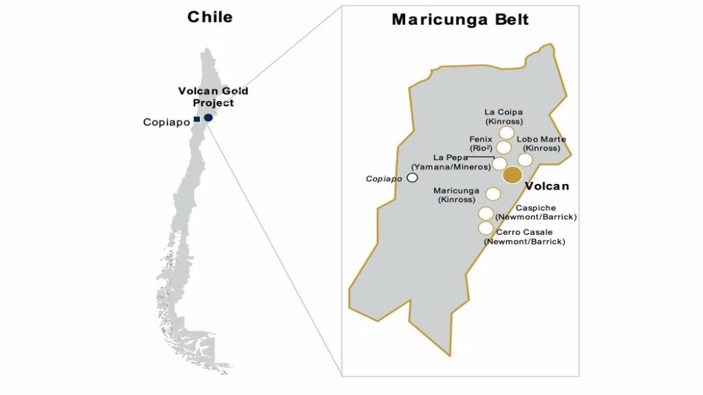 Location map of the Volcan gold project