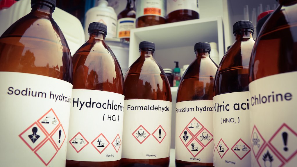 Image of selection of hazardous chemical including chlor-alkali