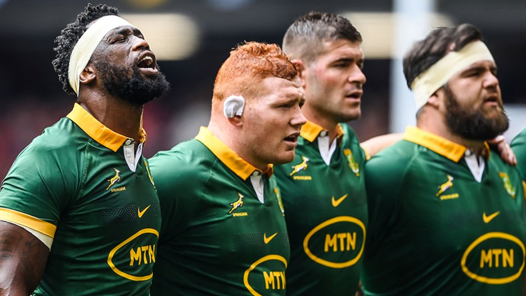 Springboks singing national anthem