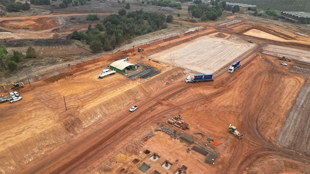 A large patch of land being cleared to make way for the construction of a tailing re treatment plant being constructed for Pan African Resources at its Mintails operations