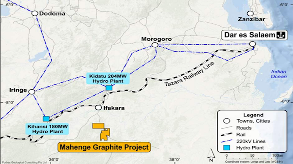 LOcation map of the Mahenge graphite project