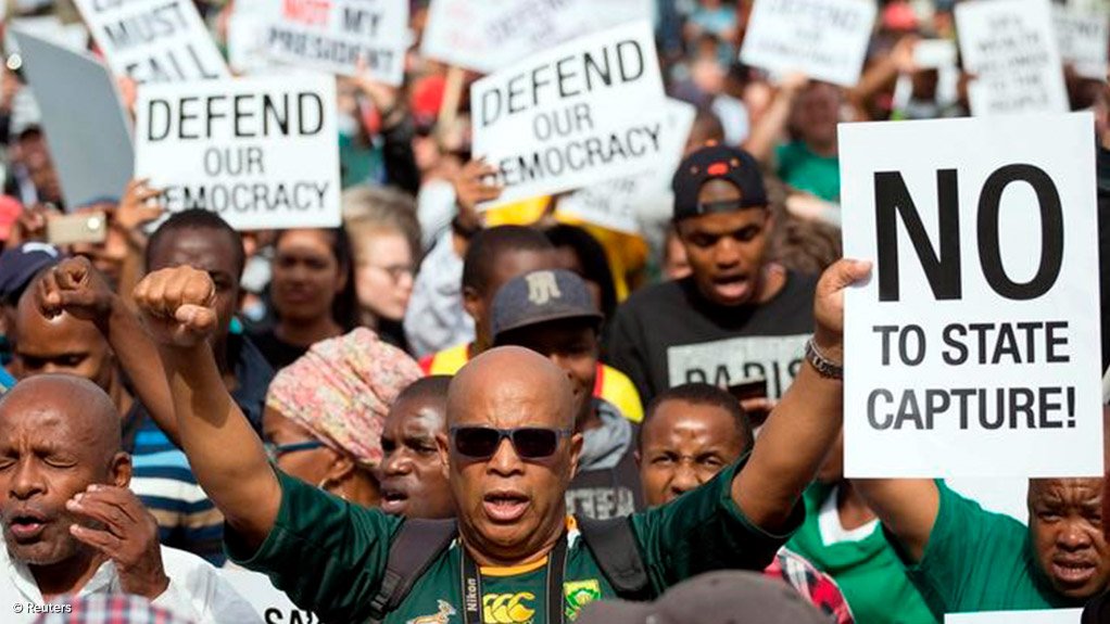 protesters protesting corruption in south africa