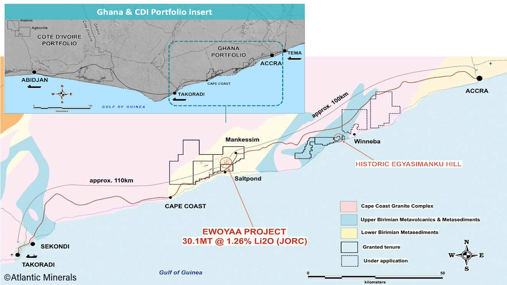 Location map of the Ewoyaa project