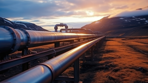 Image of oil pipeline at sunset
