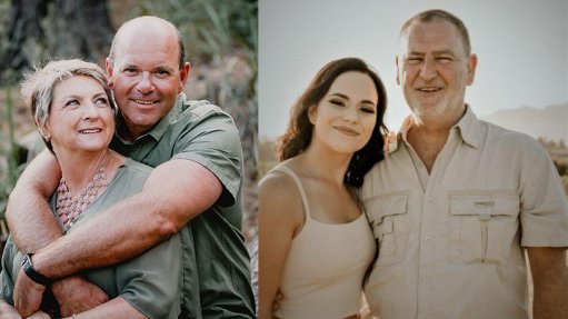 Peter Huxham and his wife, and Frik Potgieter and his daughter