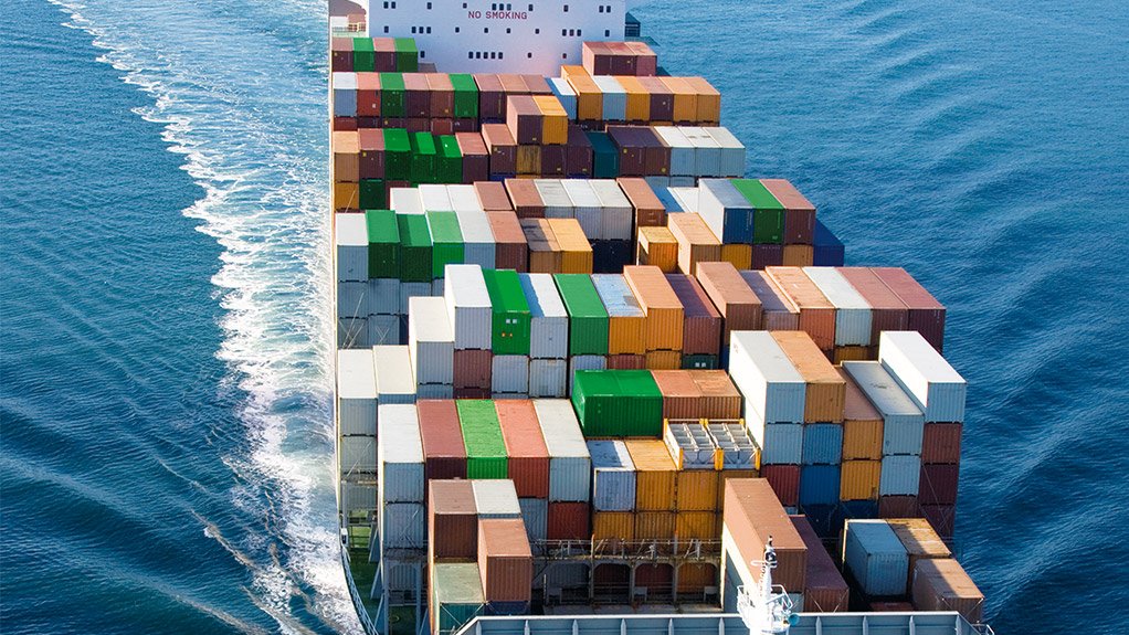 Containers on a ship at sea