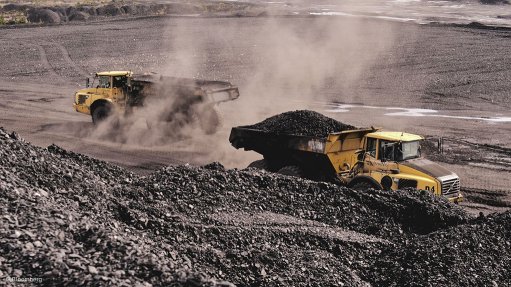 Trucks operating in a coal mine