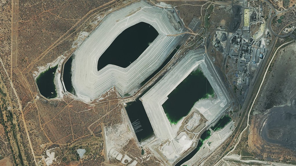 Aerial view of the Phosphogypsum stacks at the Phalaborwa project