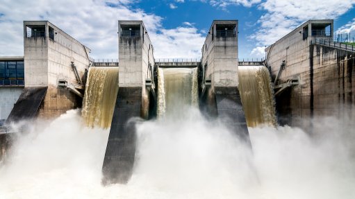 Image of sluice gates on a hydroelectric dam
