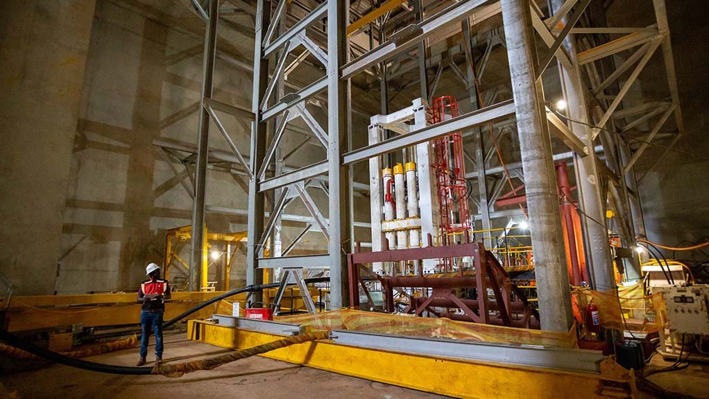 Murray & Roberts Cementation is sinking a 5,1 metre ventilation shaft at Ivanhoe Mines’ Platreef project to meet horizontal development at 950 metres below surface