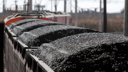 Coal loaded for transport by rail