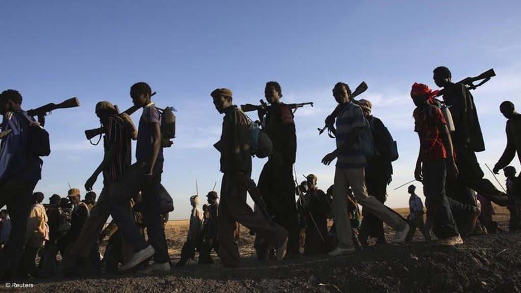 Rebel fighters in Sudan