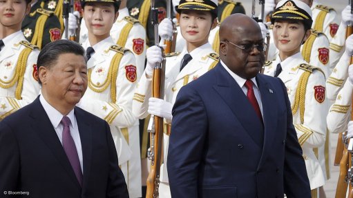 Chinese President Xi Jinping and DRC President Felix Tshisekedi during a site visit in the African country in May 2023