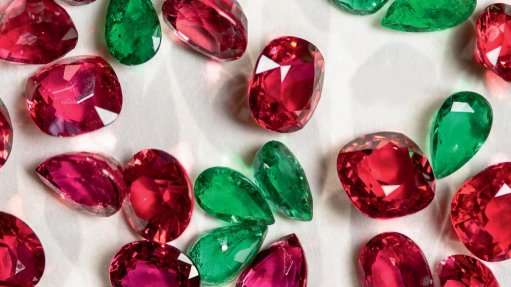 Polished emeralds and rubies produced by Gemfields