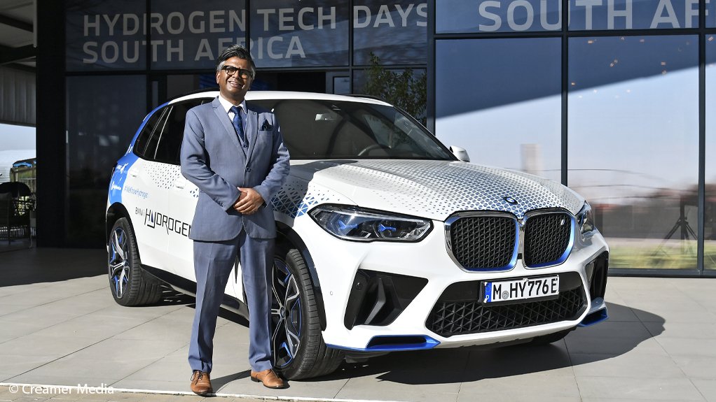 The hydrogen passenger car promoted by BMW hydrogen programme director Deena Govender.