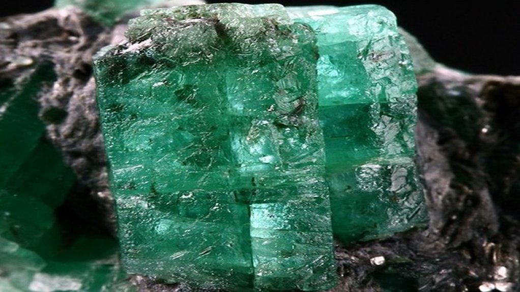 An emerald recovered from the Gravelotte mine in South Africa.