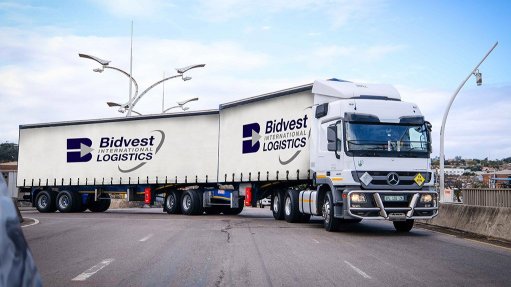 A truck with the Bidvest International Logistics logo