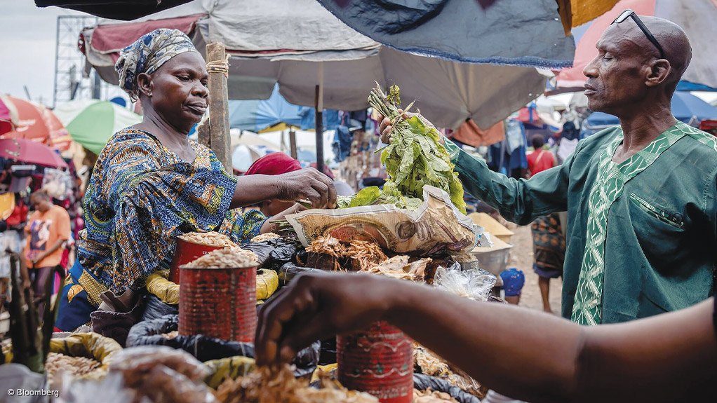 The International Monetary Fund is urging the Nigerian government to urgently address growing food insecurity, amid surging food-price inflation and a steep hike in interest rates, implemented by the central bank in a bid to stabilise a rapid weakening naira. “With about 8% of Nigerians deemed food insecure, addressing rising food insecurity is the immediate policy priority,” the IMF said in a statement earlier this month. Photograph: Bloomberg
