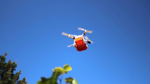 An image of SkyBUG's drone system for dispersing beneficial insects 