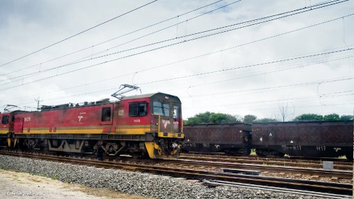 A locomotive and wagons owned by Transnet Freight Rail