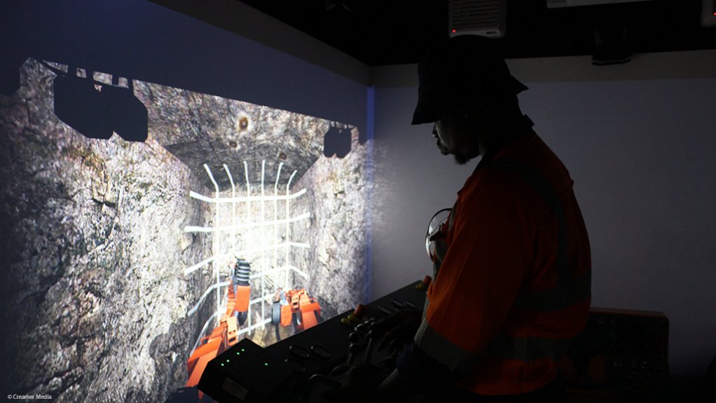 Underground mechanised mining trainee with VR set 
