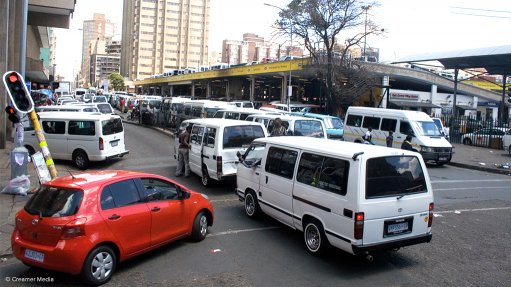 Taxis parked at a taxi rank in Johannesburg