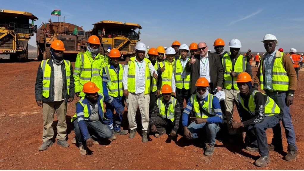 An image of Norbert Neumann, together with a team of on-site personnel at the F'Derick iron-ore project in Mauritania
