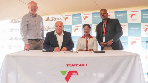 At the ceremony confirming the selection of a preferred bidder for the Port of East London water desalination project are (from left): Norland Construction’s Jarl Heurlin, Impact Water Solutions’ Patrice Boyer, TNPA acting CEO Phyllis Difeto and Port of East London manager Sphiwe Mthembu