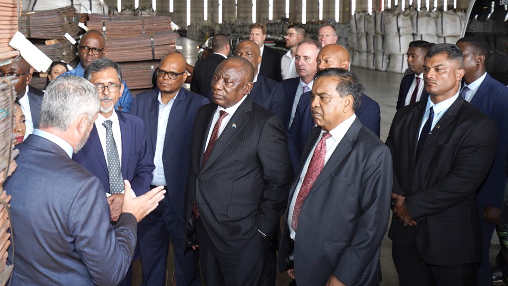An image showing President Cyril Ramaphosa at the Newlyn PX Bayhead rail terminal launch 