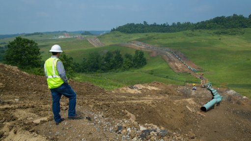 A pipeline under construction in the hills of Appalachia