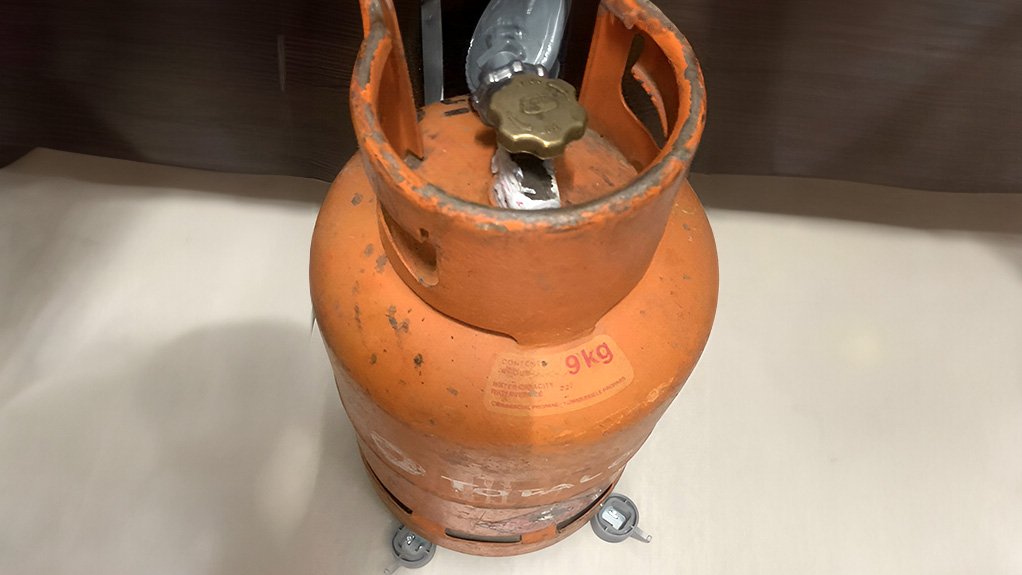 An LPG cylinder with a smart device attached