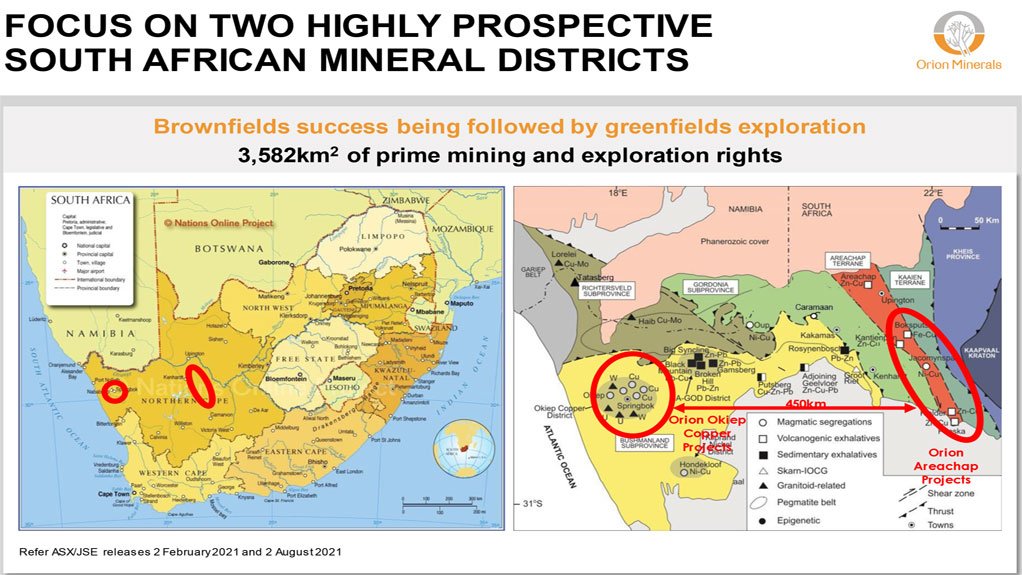 Highly prospective South African districts.