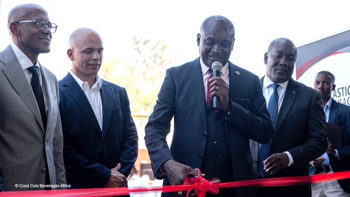 Namibian Environment, Forestry and Tourism Minister Pohamba Shifeta officially opens the new $1.2-million plastic flaking plant in Okhanja