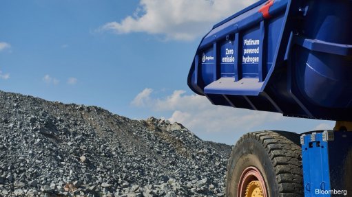 A hydrogen-powered truck in operation at Anglo American Platinum's Mogalakwena mine