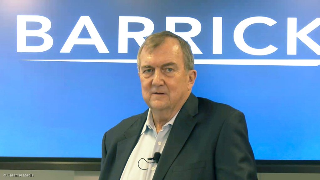 Barrick President and CEO Mark Bristow presenting first-quarter results.