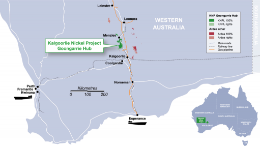 Location map of the Kalgoorie Goongarrie project