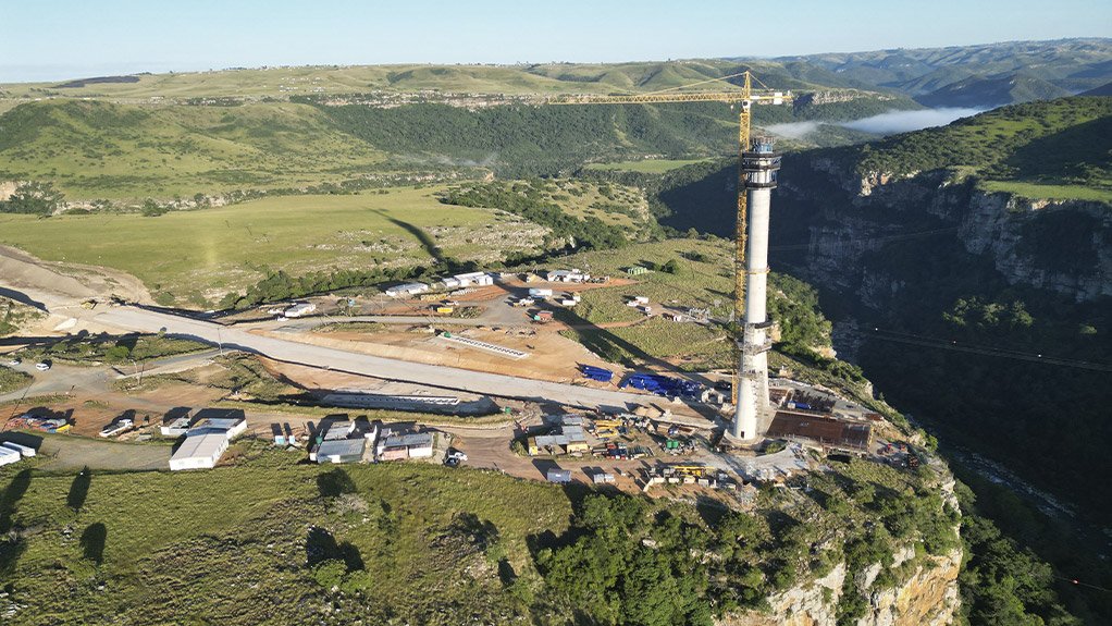High above the Msikaba River in South Africa’s Eastern Cape, a new icon on the rural landscape has reached an exciting stage