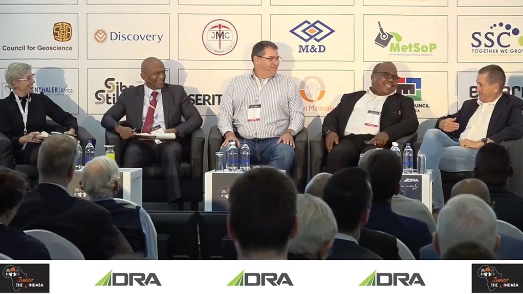 DRIVING EXPLORATION
From left: NSDV director Lili Nupen, DMRE minerals and petroleum regulation DDG Tseliso Maqubela, Orion Minerals MD and CEO Errol Smart, CGS CEO Mosa Mabuza and Junior Indaba director Bernard Swanepoel