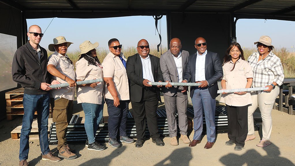 CGS board members and executive management holding the last core of the geological characterisation borehole in Leandra, Mpumalanga