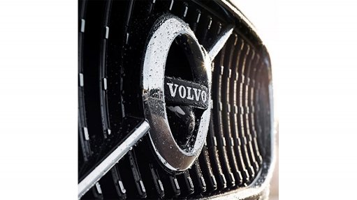 The Volvo logo on a vehicle