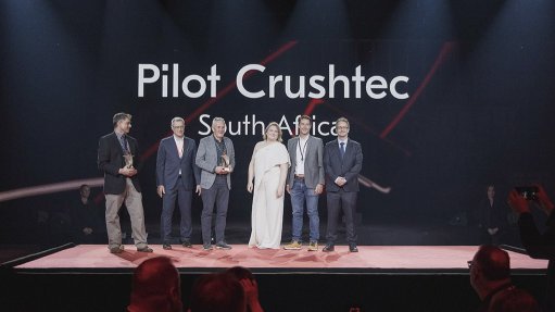 Sandro Scherf, CEO of Pilot Crushtec, and Francois Marais, Sales and Marketing Director of Pilot Crushtec, receiving the award for 2nd place Lokotrack Distributor Award