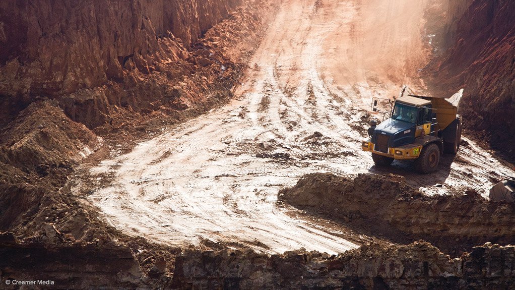 A haul truck operating at a mine site in South Africa