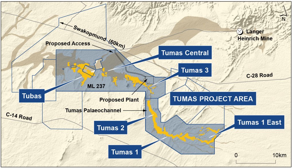 Location of Tumas uranium project tenements