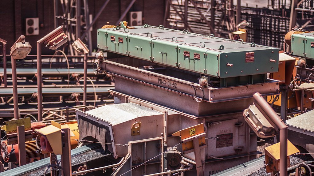 A Weba bucket elevator transfer chute at an iron ore mine