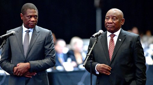 Paul Mashatile and Cyril Ramaphosa at the first sitting of the seventh democratic Parliament on June 14 where Ramaphosa was re-elected President by the National Assembly