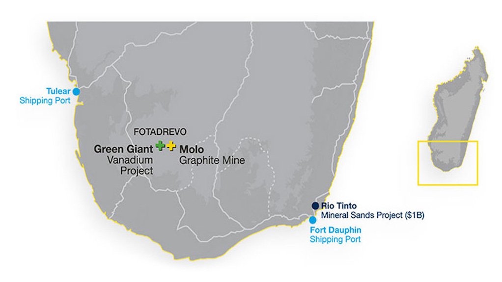 Location map of the Molo graphite project, in Madagascar