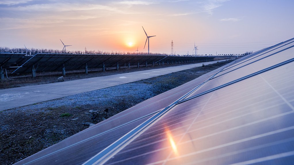 Solar panels and wind turbines