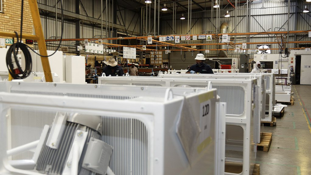 Booyco Engineering's production line in Meadowdale with units in various stages of completion